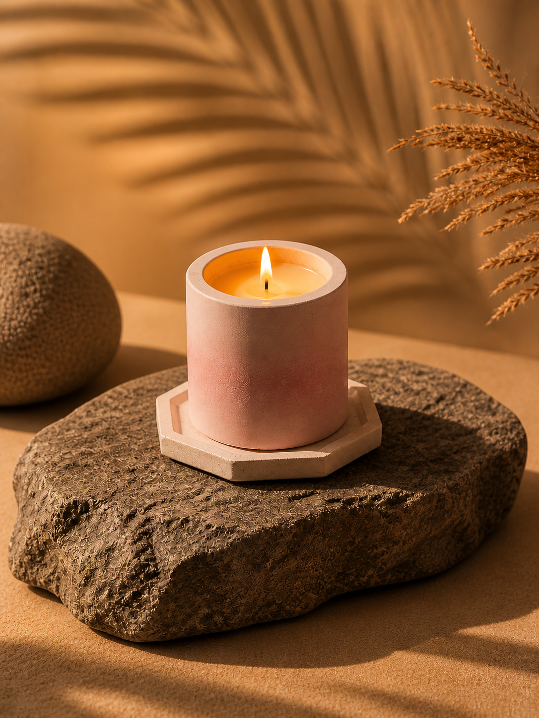 Blush Concrete Bloom Candles
