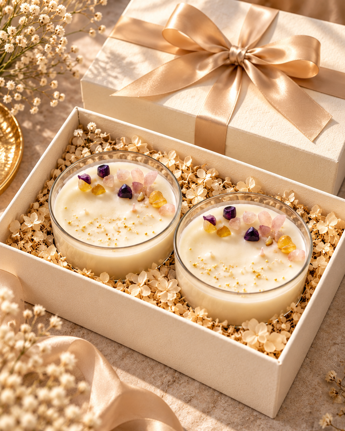 Set of 2 Crystal-Decorated Jar Scented Candles