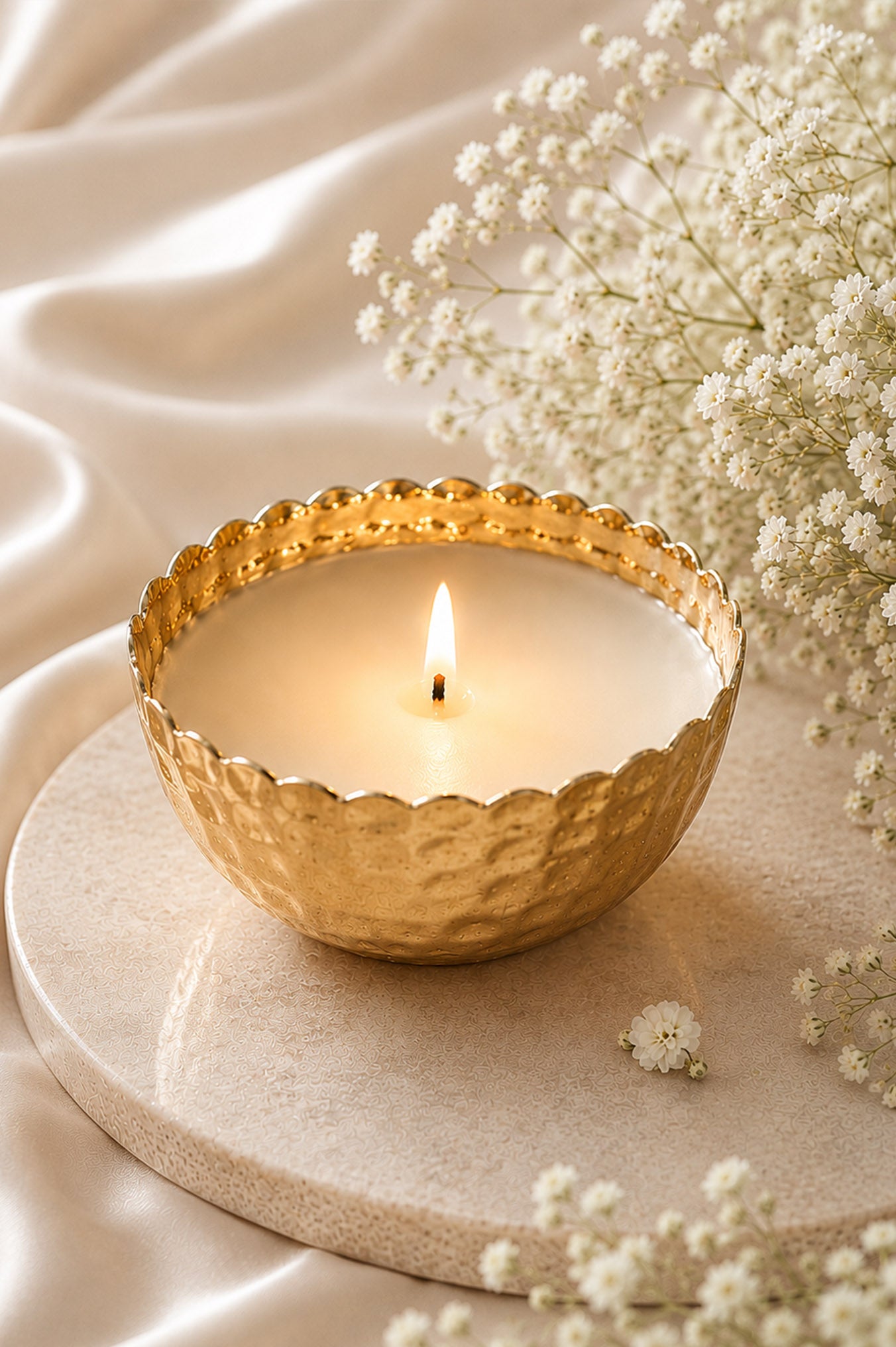 Hammered Katori Candle | Metal Jar