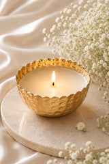 Hammered Katori Candle | Metal Jar