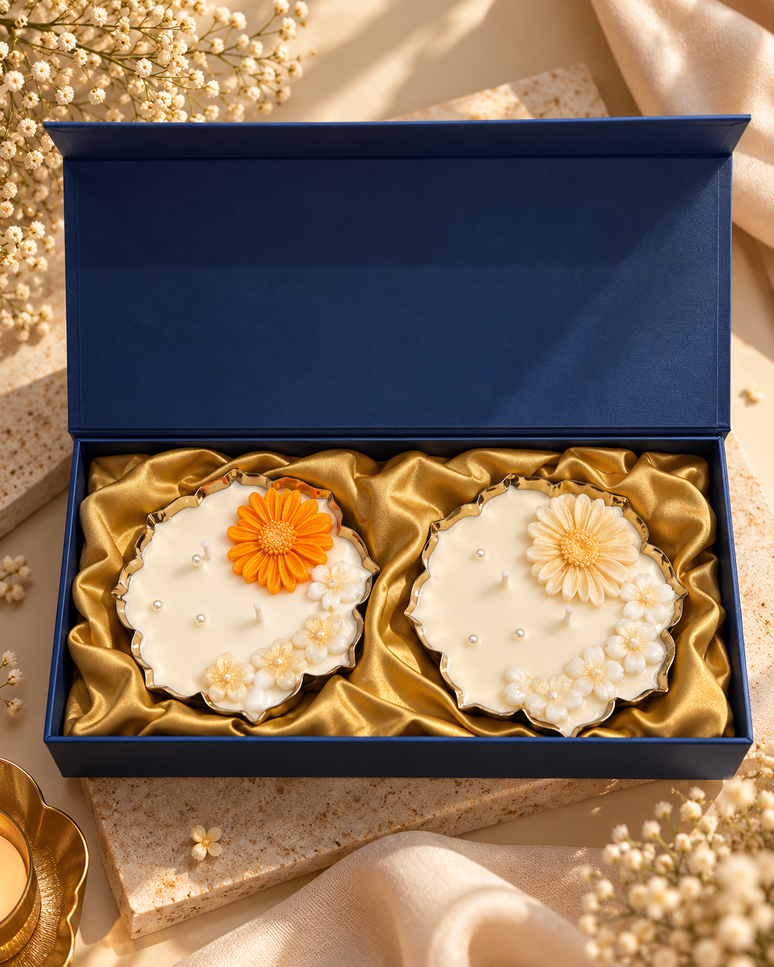Set of 2 Designer Floral Scented Candles – 5.5 Inches
