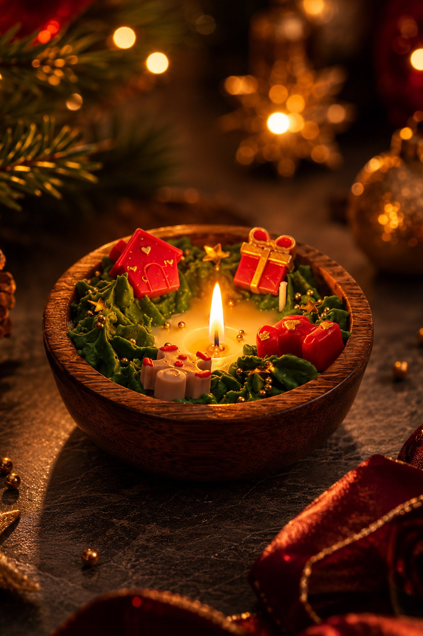 Christmas Wooden Jar Candle