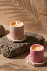 Blush Concrete Bloom Candles
