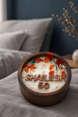 Wooden Round Customisable Candle
