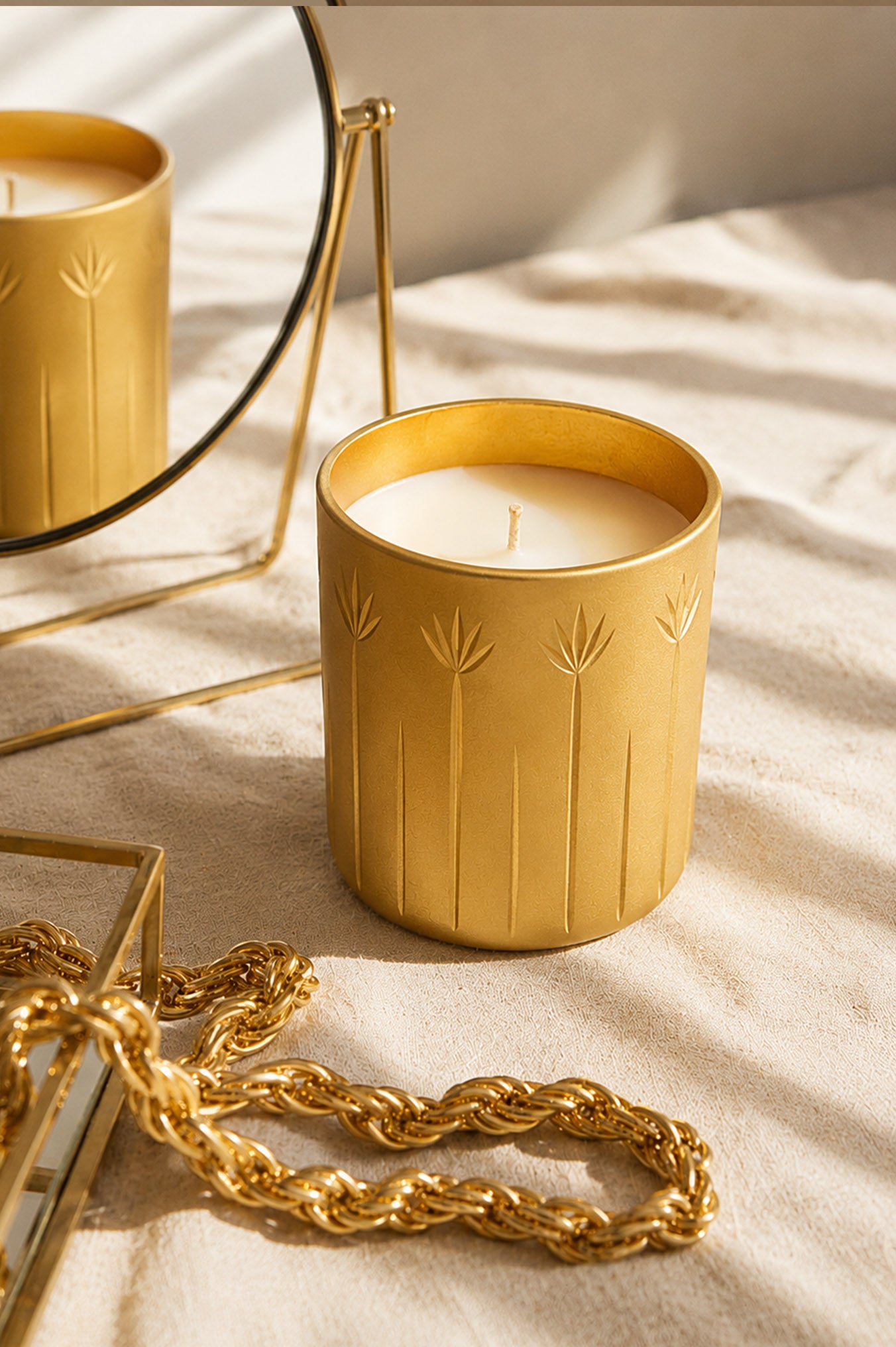 Golden Leaf Candle | Glass Jar Candle