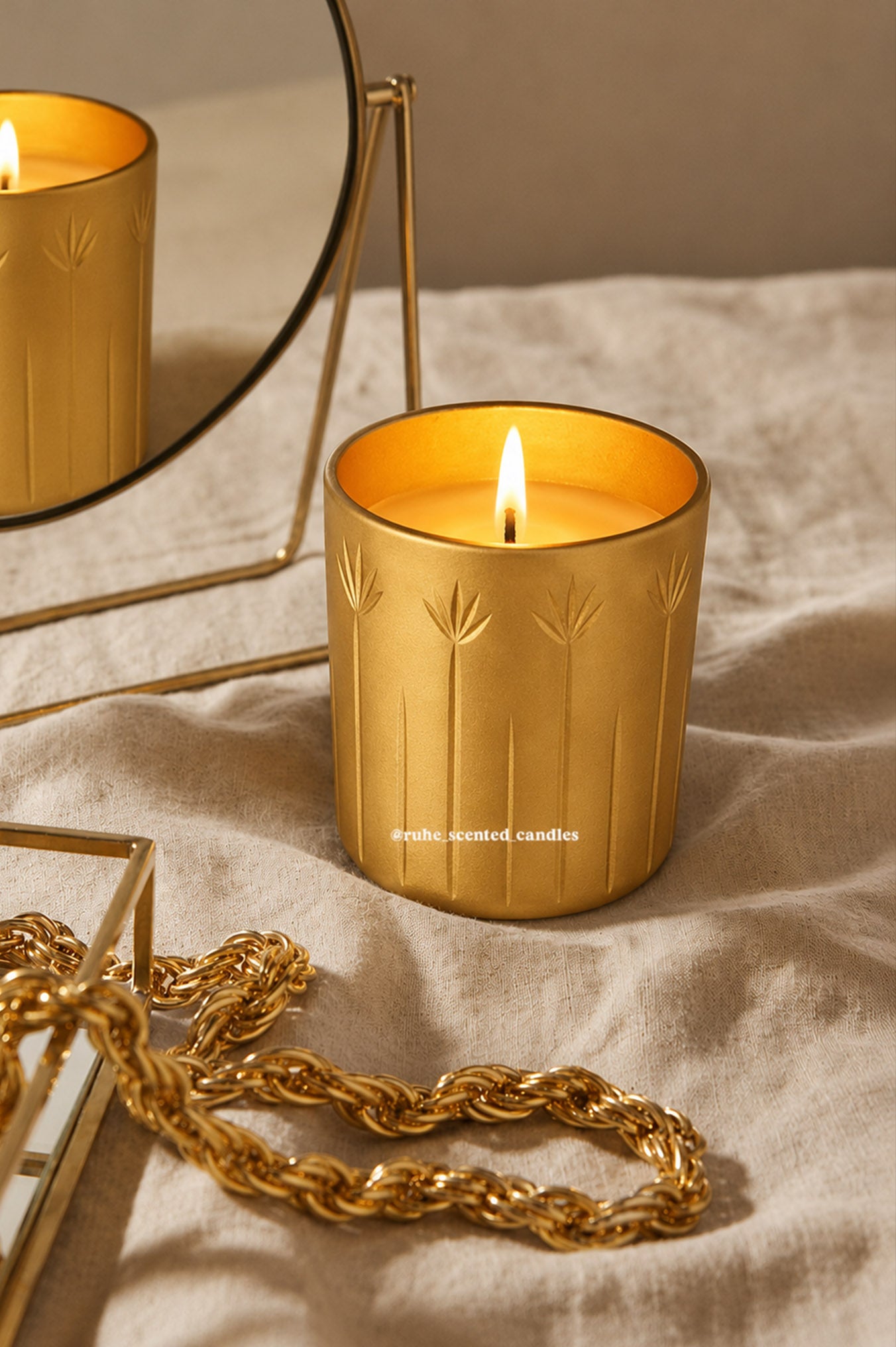 Golden Leaf Candle | Glass Jar Candle