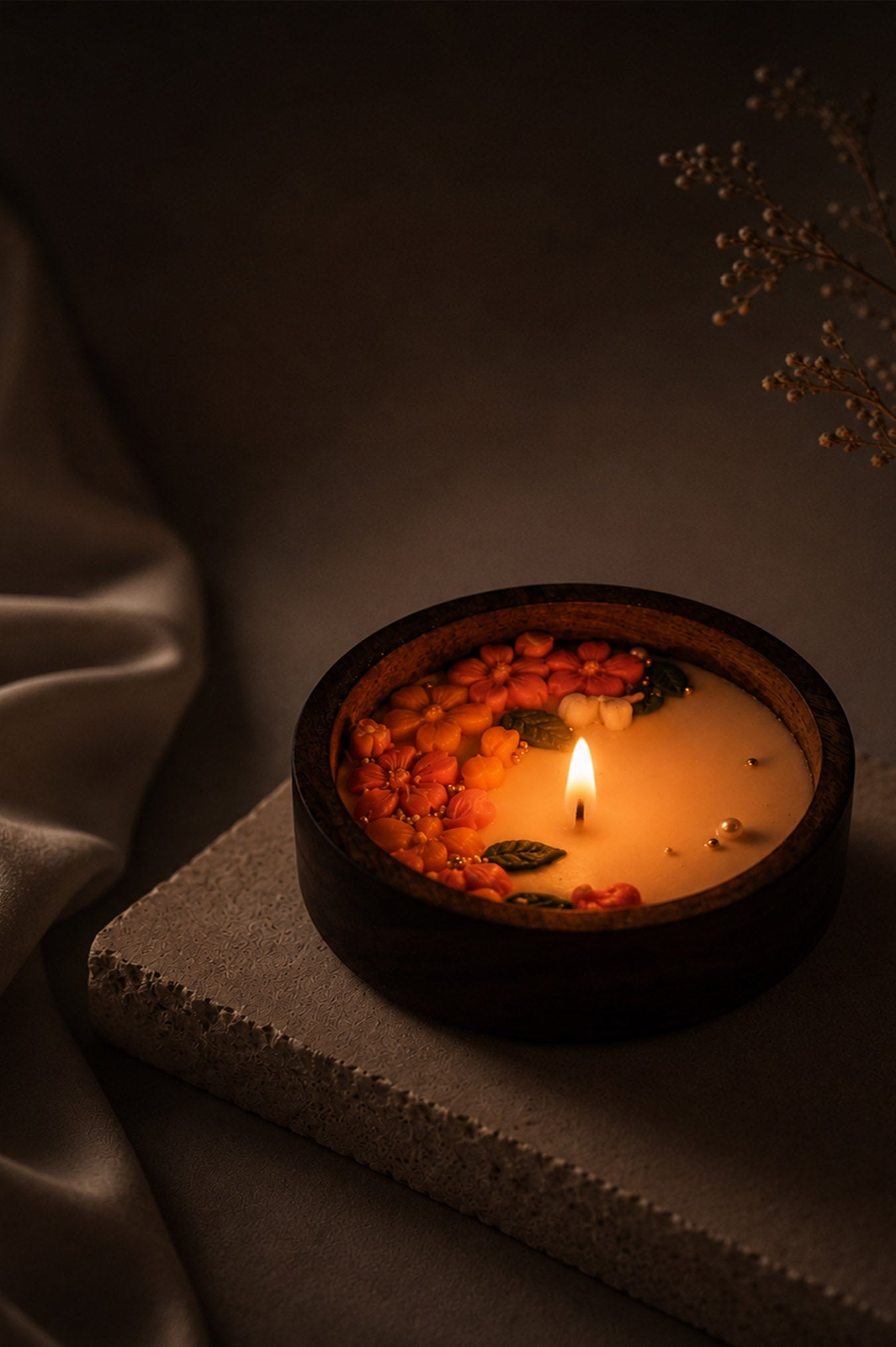 Wooden Round Rainbow Candle