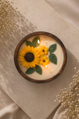 Wooden Round Candle – Sunflower