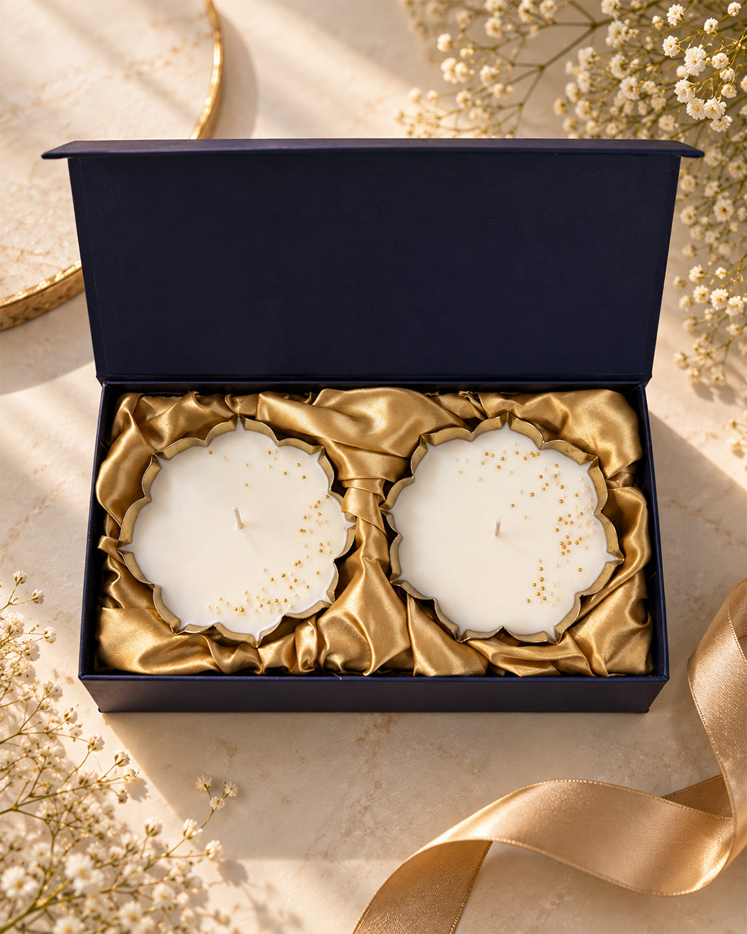 Set of 2 Lotus Urli Candles Gift Box