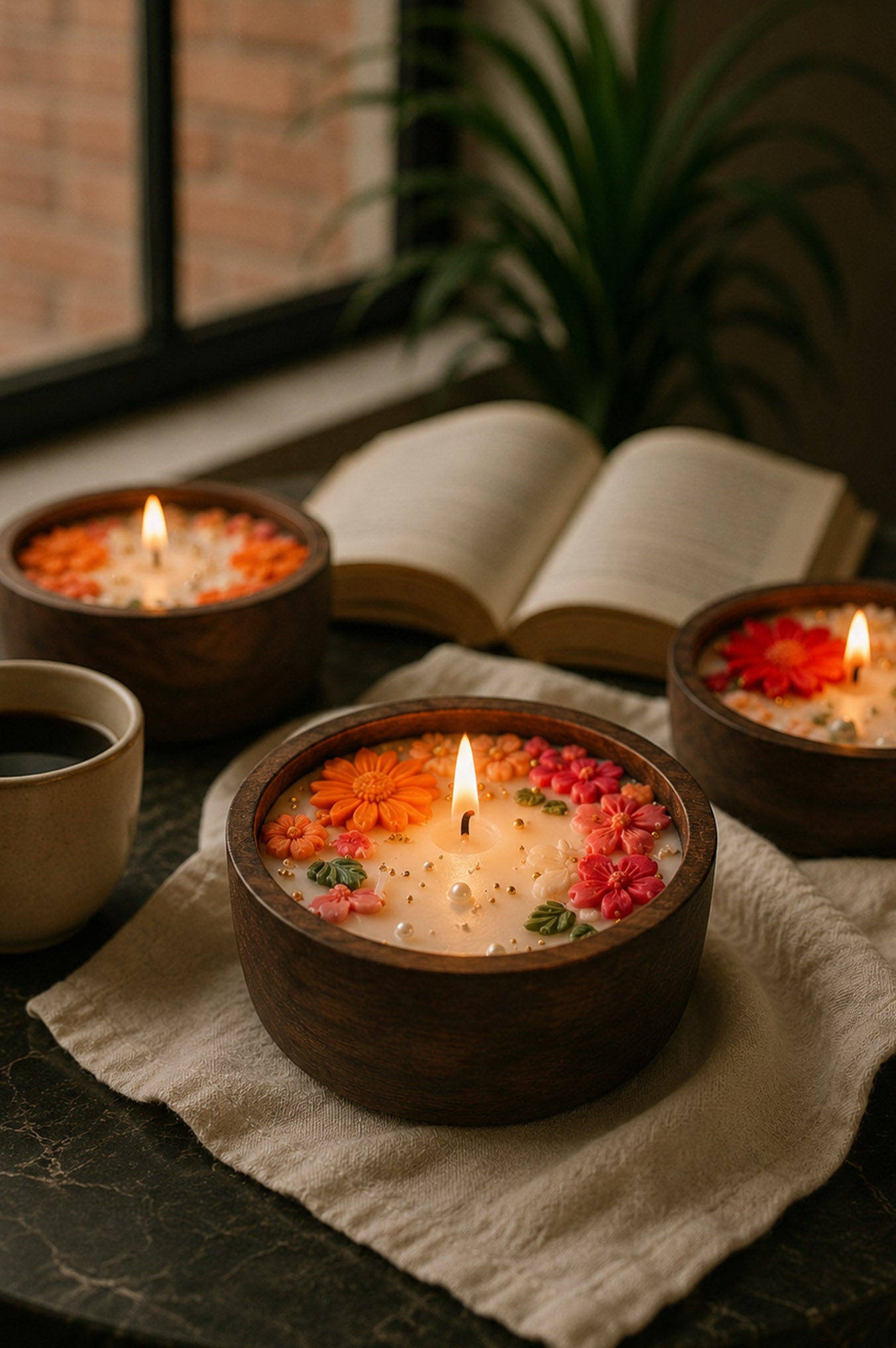Wooden Round Rainbow Candle