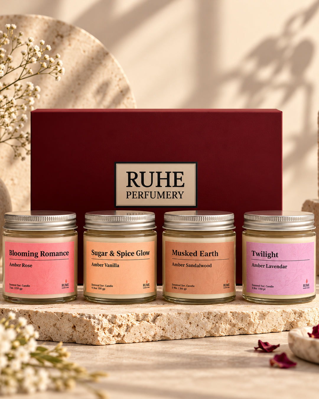 Set of 4 Clear Jar Scented Candles – 100 ml Each
